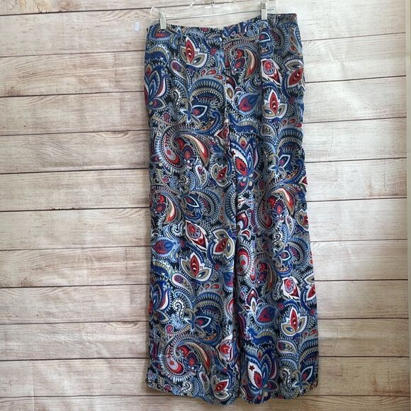 CATO WIDE LEG PANTS IN BLUE PAISLEY PRINT - Picture 6 of 6